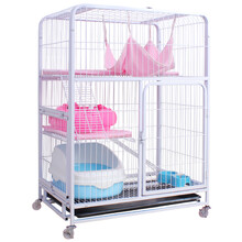 憨憨宠 猫笼 三层四层猫笼子猫别墅宠物猫舍笼子猫咪用品幼猫成猫通用 白色 三层1.1米阁楼款带侧开门
