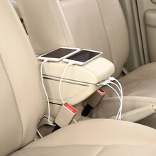 蒙菲卡 宝骏310扶手箱宝骏310W扶手箱汽车中央扶手箱手扶箱双层储物箱置物箱带USB充电 双层升高加长款7USB充电(米色)