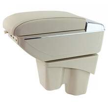 鑫卡威 本田锋范扶手箱哥瑞竟瑞扶手箱汽车专用双层中央手扶箱汽车储物盒中央通道改装配件 双层豪华款-升高-7个USB插口 米色 锋范(下单请备注购买车型年份)