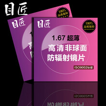 目匠 绿膜1.67超薄高清防辐射非球面镜片 防紫外线近视镜片 2片装