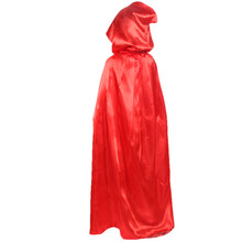 万圣节装扮服装 色丁布巫师披风 拖地死神披风 斗篷古堡披风 儿童 红色 0.6米