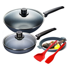 【堡迪斯 钢锅30CM炒锅不粘锅无油烟锅平底锅