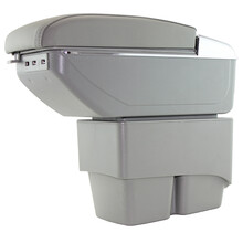 鑫卡威 福特嘉年华扶手箱嘉年华专用中央双层手扶箱中央通道储物盒改装免打孔配件 双层豪华款-升高-7个USB插口  灰色 嘉年华