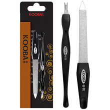 谷芭（KOOBA） 不锈钢指甲锉+死皮挑美甲工具推刀 去死皮叉铲子 倒插修甲磨甲刀 甲沟炎专用指甲刀 去死皮两件套(A-3023)
