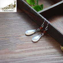 【大唐滴翠 和田玉圆珠耳坠 925银镶嵌玉石碧