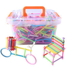 乐哲 儿童3-6岁玩具聪明棒积木拼装魔术棒男女孩益智玩具动手训练拼插塑料积木套装 约1450根收纳盒装