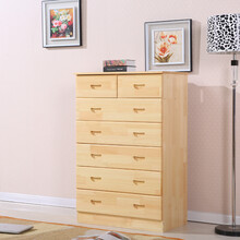 妃梦思 斗柜实木松木五斗柜五斗橱 储物抽屉收纳柜五六七 实木 七斗木蜡油【现货】