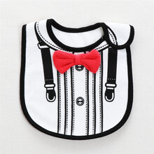 cool elves 婴儿围嘴防水纯棉立体绅士领结造型围嘴饭兜新生儿口水巾男女宝宝吃饭围兜 白色按扣绅士围嘴