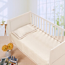 天奇100%纯亚麻宝宝席子 儿童凉席婴儿凉席 婴儿床凉席冰丝凉席两件套 白色凤尾 80*120cm