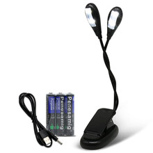 充电谱架灯 LED乐谱灯 吉他二胡乐器 USB夹式谱台灯 可调节钢琴灯 小台灯 黑色4灯电池款+送USB线+3电池