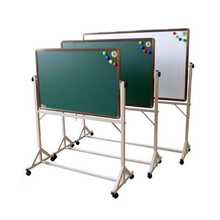 乐林源 支架式移动翻转办公黑板 学校黑板 双面磁性白板大号教学绿板 150*90cm绿白双面+木箱