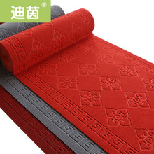 迪茵酒店迎宾地毯宾馆地毯定制可裁剪绒布地毯走廊过道入户电梯毯子家用吸水红地毯防滑定制 富贵大红普通款 0.9米宽 长1米