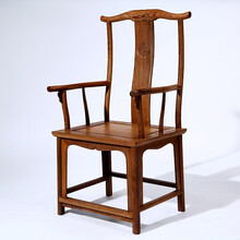 贡艺名居红木家具 非洲鸡翅木（学名：非洲崖豆木）齐头官帽椅 中式喝茶主人椅办公桌椅凳 太师椅