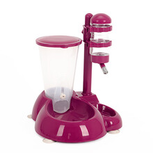 狗狗喂食器泰迪猫咪饮水器挂式猫自动猫粮喂食桶猫咪幼犬投食器狗 红色