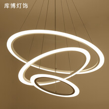 库博 后现代吊灯餐厅灯 圆形吊灯卧室灯 简约客厅灯led三头吊灯 大气创意别墅复式楼大厅灯 3层70-50-30cm 暖光