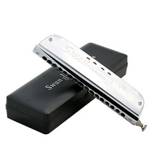 天鹅（SWAN） 16孔64音高级演奏半音阶口琴 圆弧吹口 人性化设计 银色 C调