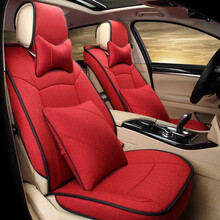 牧晟亚麻布汽车坐垫C200L奔驰GLC260L/E300L/GLE350S320四季GLS450座套 激情红色 豪华版专用定做全包围夏季座垫座椅垫 奔驰GLC300/GLC260/GLC200