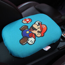 点缤 汽车通用型亚棉麻扶手箱垫中控箱增高垫子手扶套海绵内饰用品四季 超级马里奥扶手箱垫