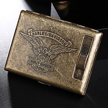 顶辉复古金属烟盒超薄 二合一烟盒20支装 带USB充电打火机 可刻字百家姓 烟盒打火机 雄鹰展翅