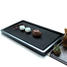 文希 德国黑色电木茶盘台湾式电胶木茶盘功夫茶台茶海茶托盘 家用排水茶具盘 60*40*5cm