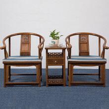 博古恒韵红木家具非洲鸡翅木（学名：非洲崖豆木）圈椅三件套新中式家具太师椅实木仿古围椅JCM304 配长城茶几