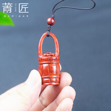 莆匠 印度小叶紫檀手把件木雕钱桶古董文玩把玩件 古玩收藏铜钱桶汽车钥匙扣挂件饰品 钥匙扣款