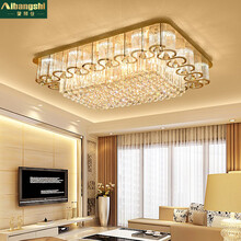 爱邦仕 客厅水晶灯圆形欧式led吸顶灯简约奢华大气卧室餐厅灯复式楼别墅大厅家用灯具灯饰 长形 120*80*28CM-带led灯泡+遥控 三色光