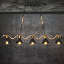 艺标照明工业风复古麻绳吊灯餐厅酒吧网吧网咖吧台前台收银台怀旧装饰风格餐桌创意个性设计师灯具 5头款赠送LED爱迪生灯泡