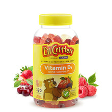 小熊糖 L’ilCritters丽贵 儿童营养维生素D3 促进骨骼生长水果味软糖 190粒 2岁及以上