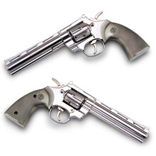 1:2.05 柯尔特蟒蛇357左轮模型枪 合金枪军事收藏礼品 可拆卸不可发射弹巢可转动 柯尔特蟒蛇357左轮 银色