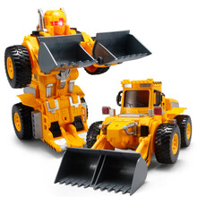 锋源 遥控车儿童玩具车音乐灯光变形工程车充电挖掘推土压路机仿真汽车玩具 推土车