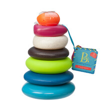 比乐B.Toys安抚玩具软胶积木宝宝婴幼彩虹堆环套圈水漂石叠塔杯