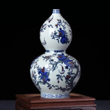 示优  景德镇陶瓷器手绘青花仿古葫芦花瓶中式客厅装饰摆件