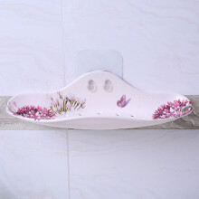 希尔Shall 吸壁式无痕贴卫生间置物架 浴室壁挂置物箩收纳架 球兰花