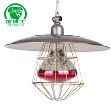 猪博士 取暖灯泡四件套 E27灯头灯网灯罩套装 保温灯泡 不锈钢灯罩小号 红色光面灯泡