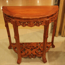 琪梦红木家具非洲花梨（学名：刺猬紫檀）实木半月台案中式雕花客厅简欧式玄关台隔断餐厅家具