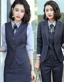 瑞诗米职业装女装套装小西装女休闲西服面试正装女工作服2020秋装新款 藏蓝单西装 L