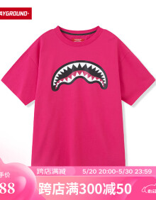 SPRAYGROUND2024年上新经典鲨鱼嘴印花T恤夏季男士短袖W1020205 玫红 S
