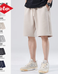 Lee Cooper美式重磅运动短裤男士夏季潮牌宽松休闲直筒五分裤外穿卫裤 卡其 XL