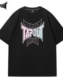 TAPOUT2024夏季新款运动休闲短袖大落肩男女同款圆领T恤宽松百搭 黑色 XL