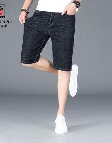 AEMAPE/夏季男士牛仔五分短裤韩版合体修身小直筒蓝色轻商务 黑色 32