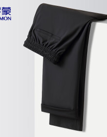 罗蒙（ROMON）休闲裤男夏季直筒纯色冰丝裤百搭长裤运动裤子男KZ0204 黑色 XL 