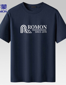 罗蒙（ROMON）短袖T恤男2024夏季冰丝感简约休闲上衣时尚短袖男LM065蓝色XL