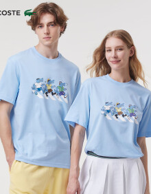 LACOSTE法国鳄鱼夏日系列24夏季新款趣味图案舒适短袖T恤|TH8184 HBP/天蓝色 XS /165