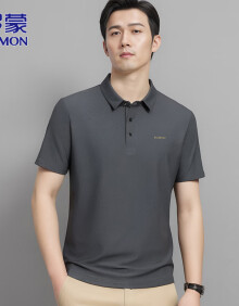 罗蒙（ROMON）短袖T恤男夏季商务短袖男士polo打底衫休闲上衣男装 深灰色 XL 