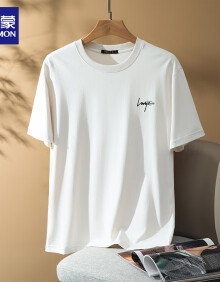 罗蒙（ROMON）短袖T恤男潮流休闲夏季男士体恤打底衫圆领上衣男装8693白色XL