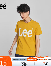 Lee商场同款标准版圆领大Logo印花黄色男短袖T恤休闲LMT0065673RX 黄色 XL