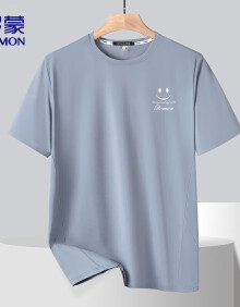 罗蒙（ROMON）T恤男士休闲夏季圆领上衣时尚短袖印花百搭男装LM2415 灰色 XL 