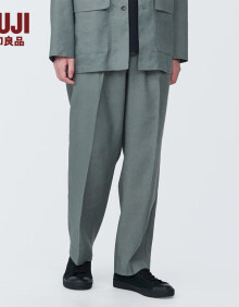 无印良品（MUJI）男式  麻混 直筒裤 男士长裤子春款 休闲裤 AE0X2C4S 中灰色 L (175/88A)