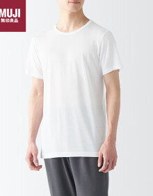 无印良品（MUJI）男式 莱赛尔 圆领 短袖T恤 男士男款 FA19LC4S 白色 L 